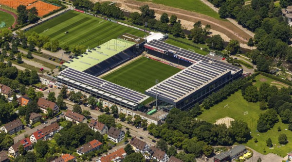 FC Freiburg stadium, Bundesliga stadium, first Bundesliga, MAGE Solar Stadium, football stadium, Freiburg im Breisgau, Breisgau, Baden-Württemberg, Germany, Europe, aerial photo, birds-eyes view, aerial photograph, aerial photography, aerial photography, overview, overview, bird's eye view, university city, trinational metropolitan region Upper Rhine