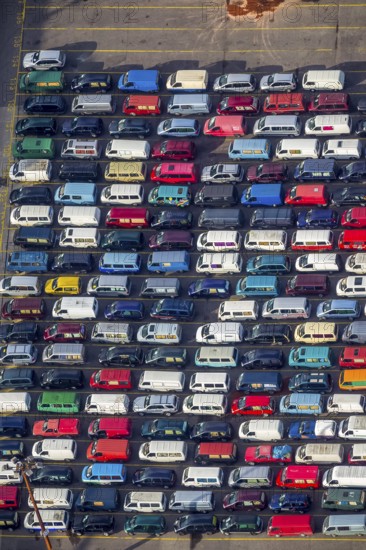 UniKai shipping of cars and lorries to Africa, car queues, car dump, cargo vehicles, new vehicles, car loading, Hamburg, Germany, Europe, aerial photo, birds-eyes view, aerial photography, aerial photography, aerial photography, overview, bird's eye view