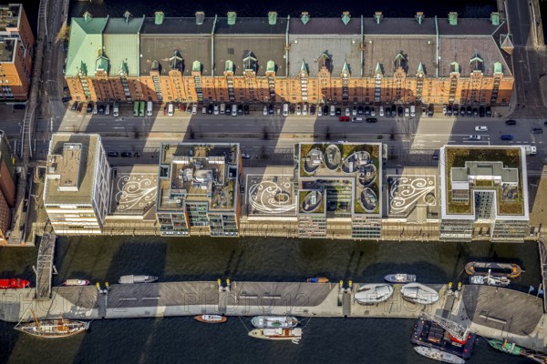 Hamburg Speicherstadt Am Sanddornkai, Kesselhaus, Hafencity, Hamburg, Germany, Europe, aerial view, birds-eyes view, aerial photography, aerial photography, overview, overview, bird's eye view