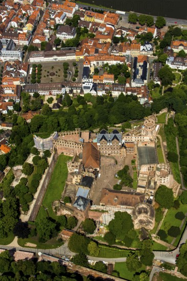 Heidelberg Castle, Heidelberg Castle, Heidelberg Castle Ruins, Heidelberg, Rhein-Neckar-Kreis, Baden-Württemberg, Germany, Europe, aerial view, birds-eyes view, aerial photography, aerial photography, overview, overview, bird's eye view