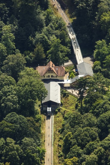 Alte Königstuhlbahn, historical mountain railway to Köigstuhl Heidelberg, Heidelberg, Rhein-Neckar-Kreis, Baden-Württemberg, Germany, Europe, aerial view, birds-eyes view, aerial photography, aerial photography, overview, bird's eye view