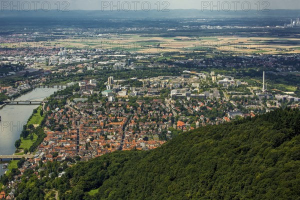 View of Heidelberg University, Heidelberg, Rhein-Neckar-Kreis, Baden-Württemberg, Germany, Europe, aerial view, birds-eyes view, aerial photography, aerial photography, aerial photography, overview, bird's eye view
