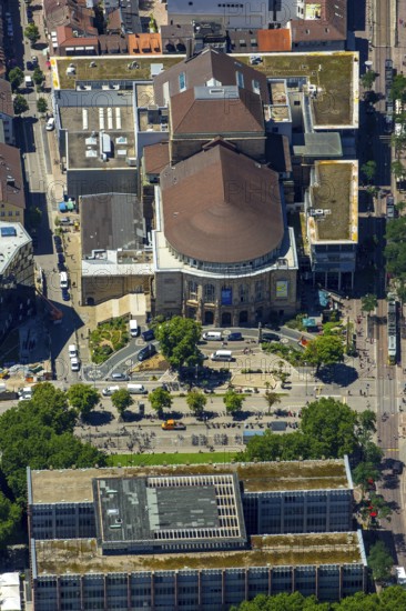 Theatre Freiburg, Kleines Haus Freiburg, Freiburg im Breisgau, Breisgau, Baden-Württemberg, Germany, Europe, aerial photo, birds-eyes view, aerial photography, aerial photography, overview, bird's-eye view, university city, trinational metropolitan region Upper Rhine