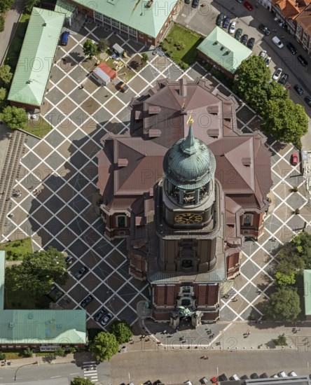 Tower of St Michael's Church, St Michael's Church, Hamburg, Germany, Europe, aerial view, birds-eyes view, aerial photography, aerial photography, overview, overview, bird's eye view