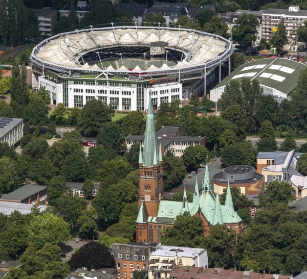 Rothenbaum Sport GmbH, Rothenbaum Arena, in front of Johanniskirche, Hamburg, Germany, Europe, aerial view, birds-eyes view, aerial photography, aerial photography, overview, overview, bird's eye view