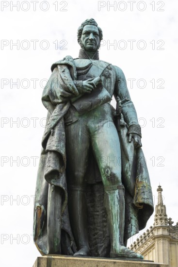 His father, Ernest I Duke of Saxony, Coburg and Gotha, statue, Ehrenburg Castle, Coburg, Upper Franconia, Bavaria, Germany