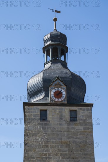 Jewish Gate, tower, detail, Coburg, Upper Franconia, Franconia, Bavaria, Germany
