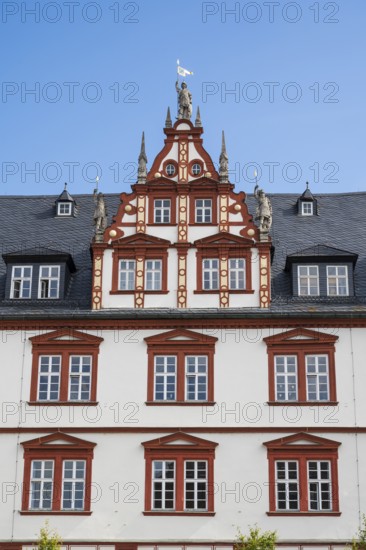 Town house on the market square, late Renaissance, detail, Coburg, Upper Franconia, Franconia, Bavaria, Germany