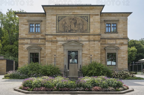 Wahnfried House, Richard Wagner Museum, in front of Ludwig II, Bust, Bayreuth, Upper Franconia, Franconia, Bavaria, Germany