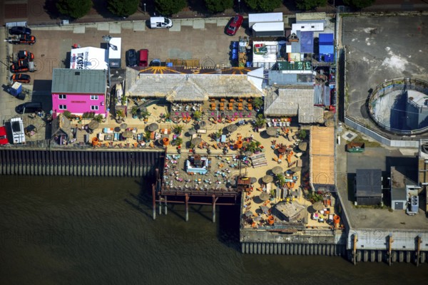 StrandPauli, Hamburg harbour, Elbe, Hamburg, Free and Hanseatic City of Hamburg, Germany, Europe, aerial view, birds-eyes view, aerial photography, aerial photography, overview, overview, bird's eye view