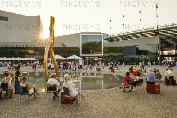 Festival Hall, sunset, Bregenz, Lake Constance, Vorarlberg, Austria