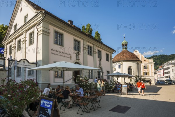 Historic tavern, beer garden, Bregenz, Lake Constance, Vorarlberg, Austria