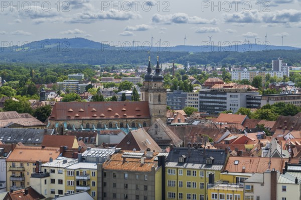 View of the city from the new town hall, Holy Trinity City Church, Bayreuth, Upper Franconia, Franconia, Bavaria, Germany