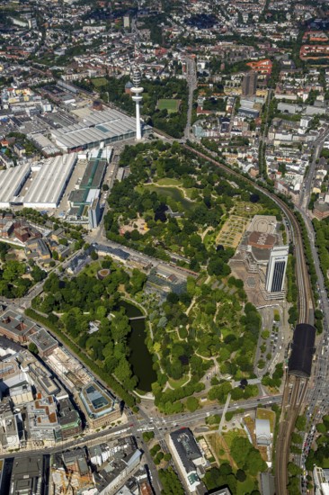 CCH - Congress Center Hamburg and Wallgrabenpark, Dammtordamm, Hamburg, Free and Hanseatic City of Hamburg, Germany, Europe, aerial view, birds-eyes view, aerial photography, aerial photography, overview, bird's eye view
