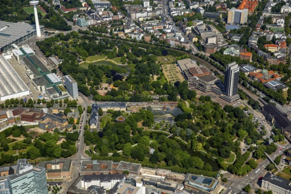 CCH - Congress Center Hamburg and Wallgrabenpark, Dammtordamm, Hamburg, Free and Hanseatic City of Hamburg, Germany, Europe, aerial view, birds-eyes view, aerial photography, aerial photography, overview, bird's eye view