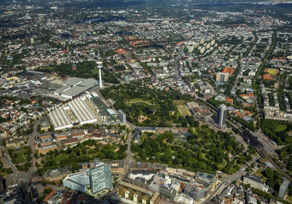 CCH - Congress Center Hamburg and Wallgrabenpark, Dammtordamm, Hamburg, Free and Hanseatic City of Hamburg, Germany, Europe, aerial view, birds-eyes view, aerial photography, aerial photography, overview, bird's eye view