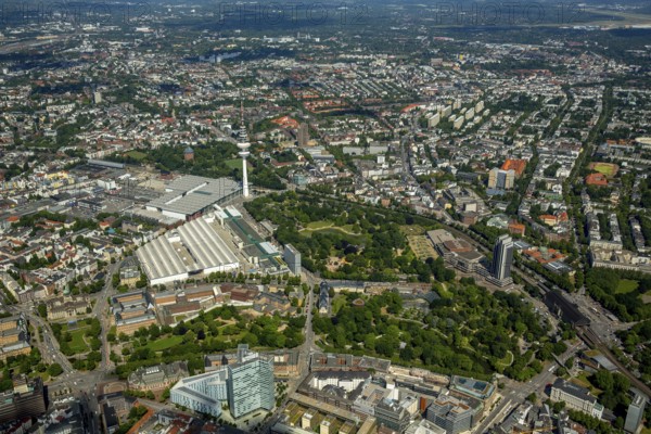 CCH - Congress Center Hamburg and Wallgrabenpark, Dammtordamm, Hamburg, Free and Hanseatic City of Hamburg, Germany, Europe, aerial view, birds-eyes view, aerial photography, aerial photography, overview, bird's eye view