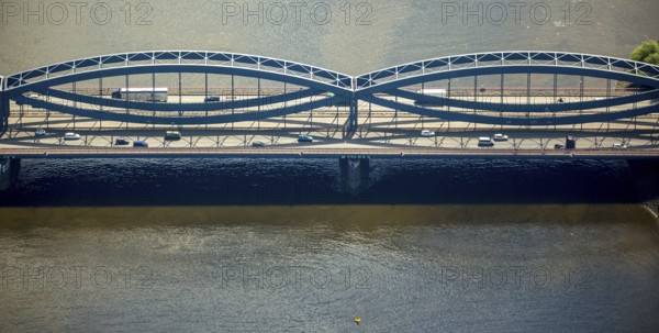 Steel construction of the Free Harbour Elbe Bridge over the Norderelbe, Hamburg Harbour, Elbe, Hamburg, Free and Hanseatic City of Hamburg, Germany, Europe, aerial view, birds-eyes view, aerial photography, aerial photography, overview, bird's eye view
