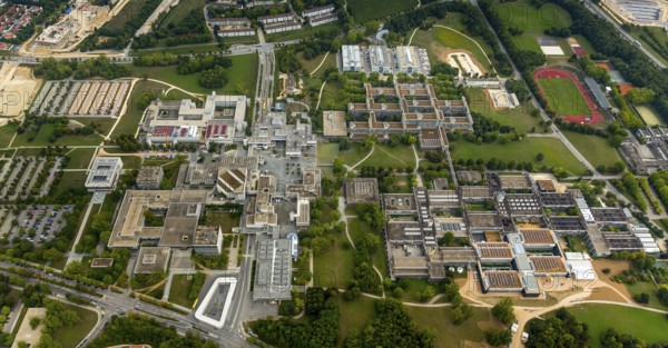 University of Regensburg, University of Regensburg, Regensburg University, Regensburg, independent city in Eastern Bavaria, Bavaria, Germany, Europe, aerial view, birds-eyes view, aerial photography, aerial photography, overview, overview, bird's eye view