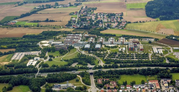 University of Regensburg, University of Regensburg, Regensburg University, Regensburg, independent city in Eastern Bavaria, Bavaria, Germany, Europe, aerial view, birds-eyes view, aerial photography, aerial photography, overview, overview, bird's eye view