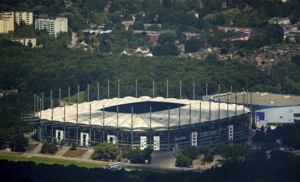 AOL Arean Hamburg, Hamburger SV stadium, Volkspark stadium, Bundesliga stadium, Hamburg, Free and Hanseatic City of Hamburg, Germany, Europe, aerial view, birds-eyes view, aerial photography, aerial photography, aerial photography, overview, bird's eye view