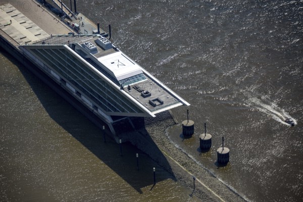 Dockland, shipping company building, architects Bothe Richter Teherani, Hamburg harbour, Elbe, Hamburg, Free and Hanseatic City of Hamburg, Germany, Europe, aerial view, birds-eyes view, aerial photography, aerial photography, overview, bird's eye view