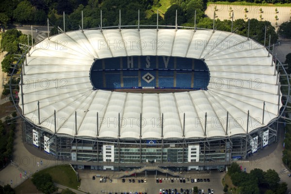 AOL Arean Hamburg, Hamburger SV stadium, Volkspark stadium, Bundesliga stadium, Hamburg, Free and Hanseatic City of Hamburg, Germany, Europe, aerial view, birds-eyes view, aerial photography, aerial photography, aerial photography, overview, bird's eye view