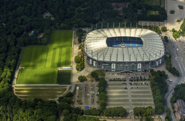 AOL Arean Hamburg, Hamburger SV stadium, Volkspark stadium, Bundesliga stadium, Hamburg, Free and Hanseatic City of Hamburg, Germany, Europe, aerial view, birds-eyes view, aerial photography, aerial photography, aerial photography, overview, bird's eye view