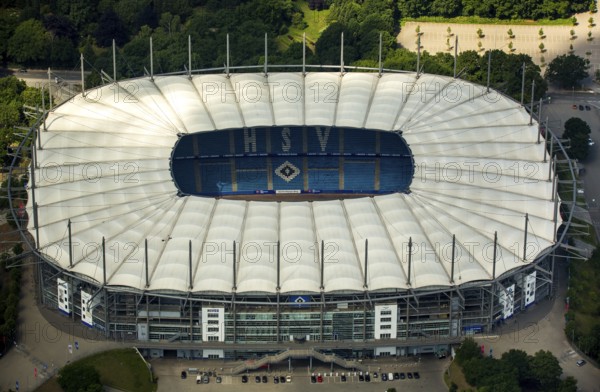 AOL Arean Hamburg, Hamburger SV stadium, Volkspark stadium, Bundesliga stadium, Hamburg, Free and Hanseatic City of Hamburg, Germany, Europe, aerial view, birds-eyes view, aerial photography, aerial photography, aerial photography, overview, bird's eye view