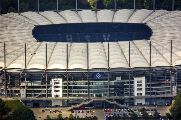 AOL Arean Hamburg, Hamburger SV stadium, Volkspark stadium, Bundesliga stadium, Hamburg, Free and Hanseatic City of Hamburg, Germany, Europe, aerial view, birds-eyes view, aerial photography, aerial photography, aerial photography, overview, bird's eye view