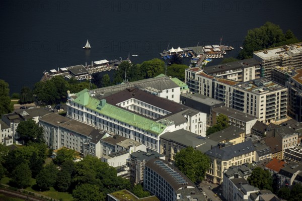 Backside of the Atlantic-Hotel at the Inner Alster, Hamburg, Free and Hanseatic City of Hamburg, Germany, Europe, aerial view, birds-eyes view, aerial photography, aerial photography, overview, overview, bird's eye view