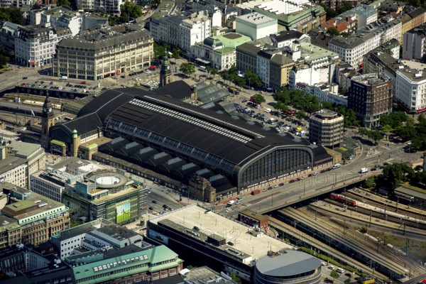 Hamburg Central Station at Steintordamm, Hamburg Central Station, Hamburg, Free and Hanseatic City of Hamburg, Germany, Europe, aerial view, birds-eyes view, aerial photography, aerial photography, overview, overview, bird's eye view