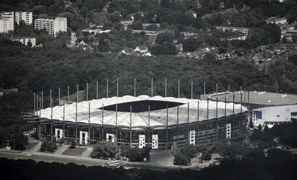 AOL Arean Hamburg, Hamburger SV stadium, Volkspark stadium, Bundesliga stadium, Hamburg, Free and Hanseatic City of Hamburg, Germany, Europe, aerial view, birds-eyes view, aerial photography, aerial photography, aerial photography, overview, bird's eye view