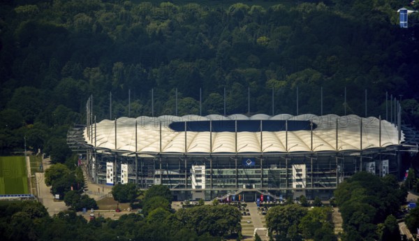 AOL Arean Hamburg, Hamburger SV stadium, Volkspark stadium, Bundesliga stadium, Hamburg, Free and Hanseatic City of Hamburg, Germany, Europe, aerial view, birds-eyes view, aerial photography, aerial photography, aerial photography, overview, bird's eye view