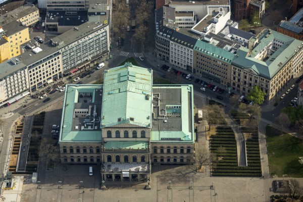 Hanover State Opera, Opera Square, CSD Hanover, Theatre Street, Hanover, State Capital, Lower Saxony, Germany, DE, Europe, aerial view, birds-eyes view, aerial photography, aerial photography, overview, bird's eye view