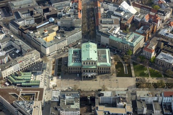 Hanover State Opera, Opera Square, CSD Hanover, Theatre Street, Hanover, State Capital, Lower Saxony, Germany, DE, Europe, aerial view, birds-eyes view, aerial photography, aerial photography, overview, bird's eye view
