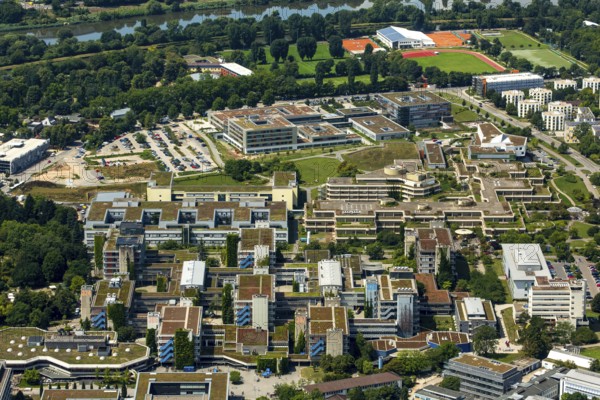 Campus University Heidelberg, University Hospital Heidelberg im Neuenheimer Feld, Heidelberg, Rhein-Neckar-Kreis, Baden-Württemberg, Germany, Europe, aerial photo, birds-eyes view, aerial photography, aerial photography, overview, bird's eye view