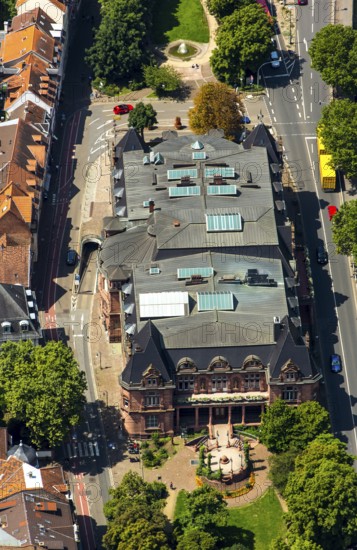 Heidelberg City Hall at Montpellierplatz, Heidelberg, Rhein-Neckar-Kreis, Baden-Württemberg, Germany, Europe, aerial view, birds-eyes view, aerial photography, aerial photography, overview, overview, bird's eye view