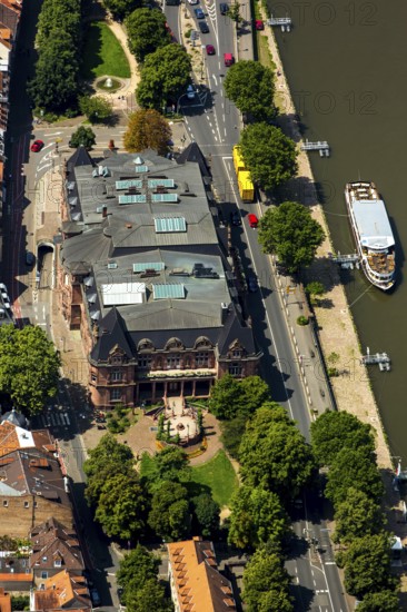 Heidelberg City Hall at Montpellierplatz, Heidelberg, Rhein-Neckar-Kreis, Baden-Württemberg, Germany, Europe, aerial view, birds-eyes view, aerial photography, aerial photography, overview, overview, bird's eye view