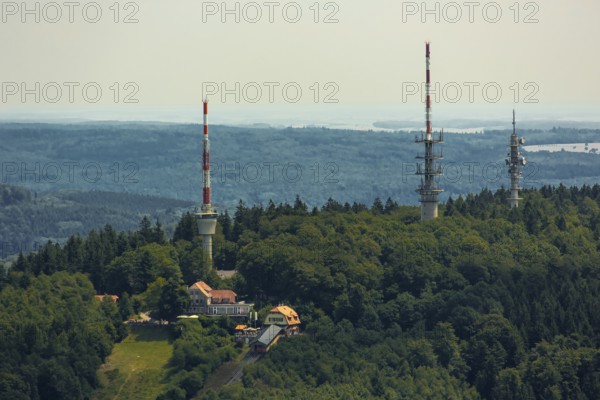 Aerial aerial photography, aerial view, bird's-eye view, aerial photography, overview, overview, bird's-eye view, aerial photography, aerial antennas, aerial towers over Heidelberg, Heidelberg, Rhein-Neckar-Kreis, Baden-Württemberg, Germany