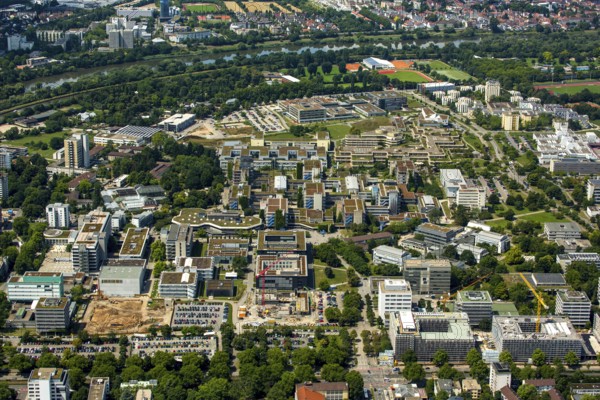 Campus University Heidelberg, University Hospital Heidelberg im Neuenheimer Feld, Heidelberg, Rhein-Neckar-Kreis, Baden-Württemberg, Germany, Europe, aerial photo, birds-eyes view, aerial photography, aerial photography, overview, bird's eye view
