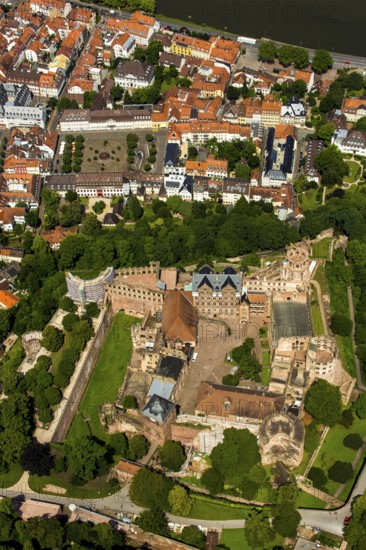 Heidelberg Castle, Heidelberg Castle, Heidelberg Castle Ruins, Heidelberg, Rhein-Neckar-Kreis, Baden-Württemberg, Germany, Europe, aerial view, birds-eyes view, aerial photography, aerial photography, overview, overview, bird's eye view