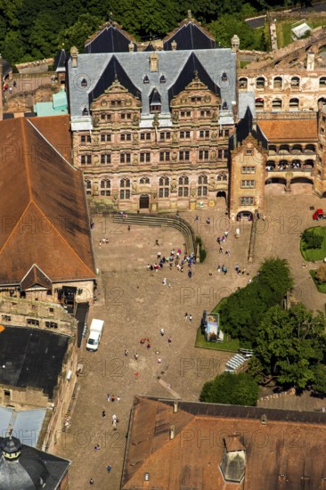 Heidelberg Castle, Heidelberg Castle, Heidelberg Castle Ruins, Friedrichsbau, Heidelberg, Rhein-Neckar-Kreis, Baden-Württemberg, Germany, Europe, aerial view, birds-eyes view, aerial photography, aerial photography, overview, bird's eye view