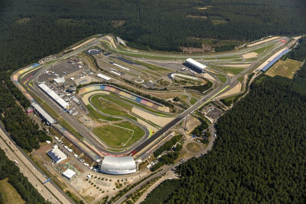Hockenheimring Baden-Württemberg, former Hockenheimring, Kurpfalzring, motorsport race track, DTM track, former Formula 1 race track, Hockenheim, Baden-Württemberg, Germany, Europe, aerial photo, birds-eyes view, aerial photography, aerial photography, aerial photography, overview, bird's eye view