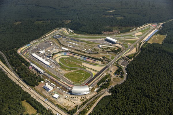 Hockenheimring Baden-Württemberg, former Hockenheimring, Kurpfalzring, motorsport race track, DTM track, former Formula 1 race track, Hockenheim, Baden-Württemberg, Germany, Europe, aerial photo, birds-eyes view, aerial photography, aerial photography, aerial photography, overview, bird's eye view