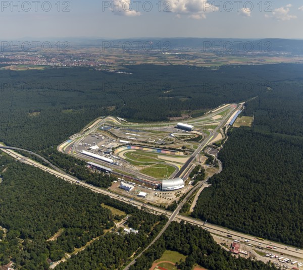 Hockenheimring Baden-Württemberg, former Hockenheimring, Kurpfalzring, motorsport race track, DTM track, former Formula 1 race track, Hockenheim, Baden-Württemberg, Germany, Europe, aerial photo, birds-eyes view, aerial photography, aerial photography, aerial photography, overview, bird's eye view