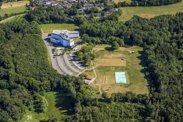 Aerial view, IG-Metall-Bildungszentrum, Sprockhövel, Ruhr area, North Rhine-Westphalia, Germany, education centre, DE, Ennepe-Ruhr-Kreis, Europe, football pitch, trade union IG Metall, conference centre, aerial view, aerial photography, aerial photography, Otto-Brenner-Straße, overview, bird's-eye view, birds-eyes view, overview
