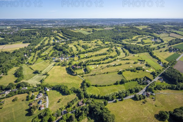 Aerial view, Golf course Golfclub Felderbach Sprockhövel, Frielinghausen 1, Alter Schee, Sprockhövel, Ruhr area, North Rhine-Westphalia, Germany, motorway A46, DE, Ennepe-Ruhr-Kreis, Europe, distant view, golf, golf course, golf club, golf course, aerial view, aerial photography, aerial photography, sports, overview, bird's-eye view, birds-eyes view, overview