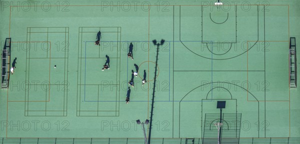 Aerial view, football pitch at IG Metall training centre, Sprockhövel, Ruhr area, North Rhine-Westphalia, Germany, training centre, DE, Ennepe-Ruhr district, Europe, football pitch, IG Metall trade union, conference centre, aerial view, aerial photography, aerial photography, shadow casting, sport, sports facility, overview, bird's-eye view, overview