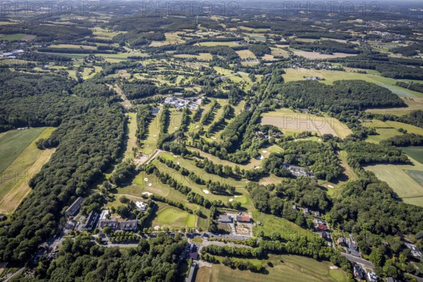 Aerial view, golf course Golfclub Felderbach Sprockhövel, Frielinghausen 1, Sprockhövel, Ruhr area, North Rhine-Westphalia, Germany, motorway A46, DE, Ennepe-Ruhr-Kreis, Europe, distant view, golf, golf course, golf club, golf course, aerial view, aerial photography, aerial photography, sports, overview, bird's-eye view, overview
